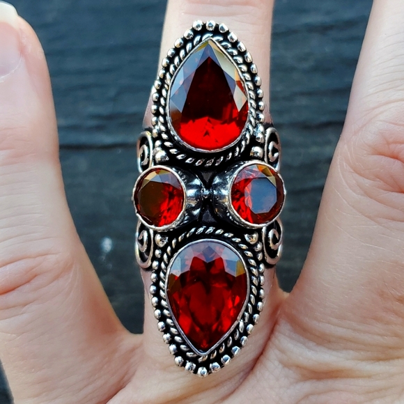 New Mozambique Garnet 925 Silver Statement Ring. - Picture 1 of 10
